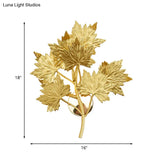 Luxury Gold Aluminium Maple Leaf Wall Sconce Light - 2/8 Heads For Living Room