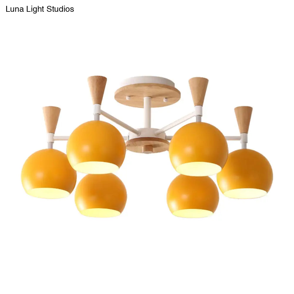 Macaron 3/6/8 - Light Acrylic Dome Ceiling Lamp - Pink/Yellow/Blue Semi Flush Pendant