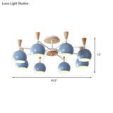 Macaron 3/6/8 - Light Acrylic Dome Ceiling Lamp - Pink/Yellow/Blue Semi Flush Pendant