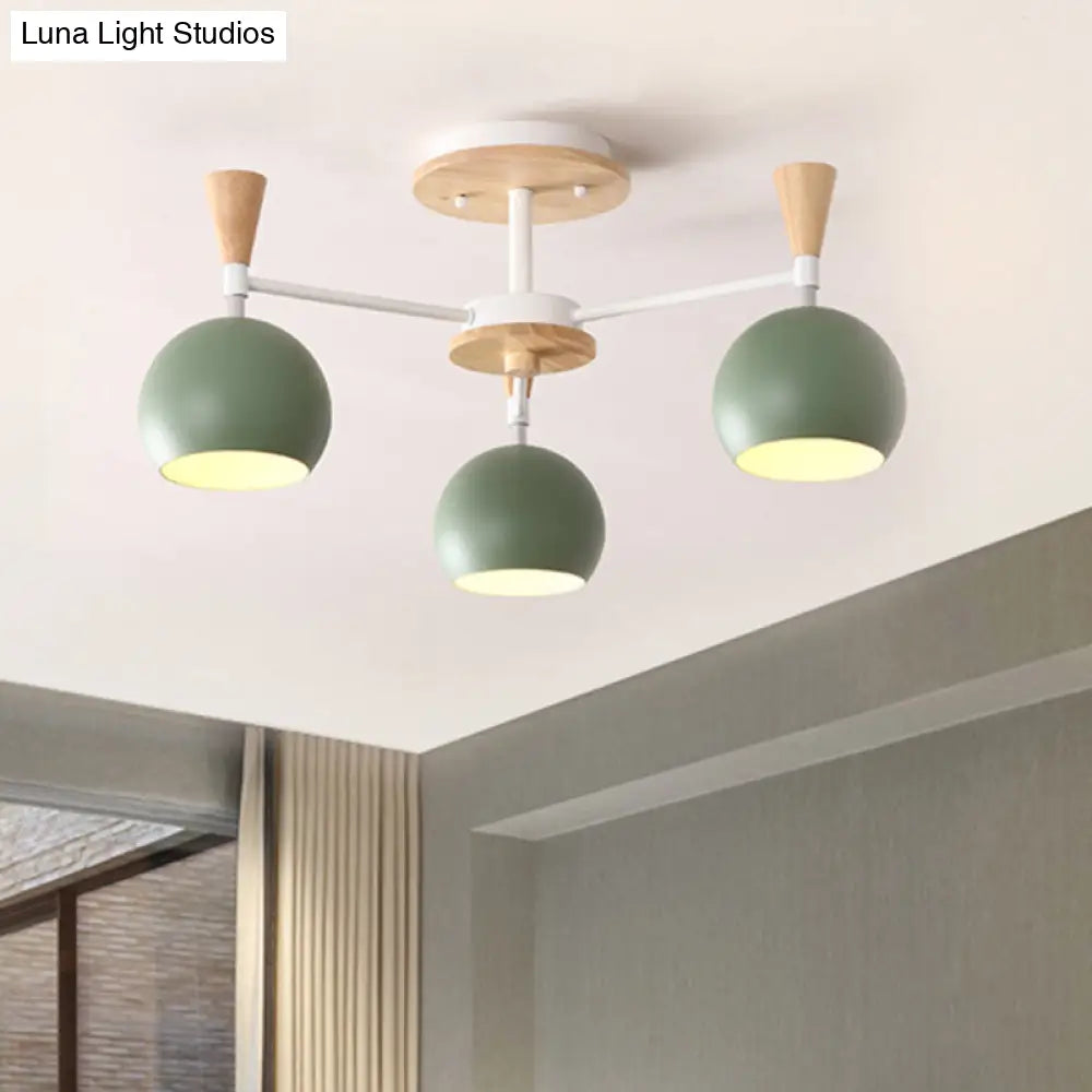 Macaron 3/6/8 - Light Acrylic Dome Ceiling Lamp - Pink/Yellow/Blue Semi Flush Pendant