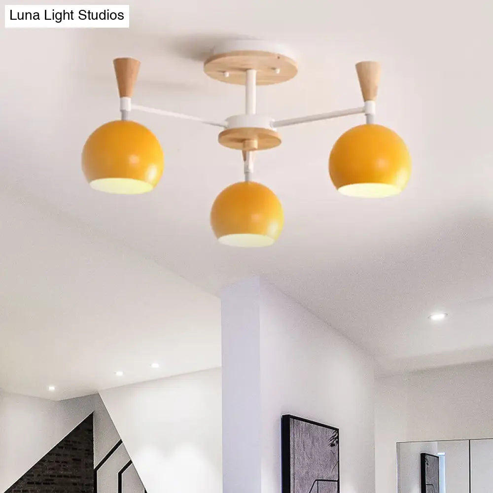 Macaron 3/6/8 - Light Acrylic Dome Ceiling Lamp - Pink/Yellow/Blue Semi Flush Pendant
