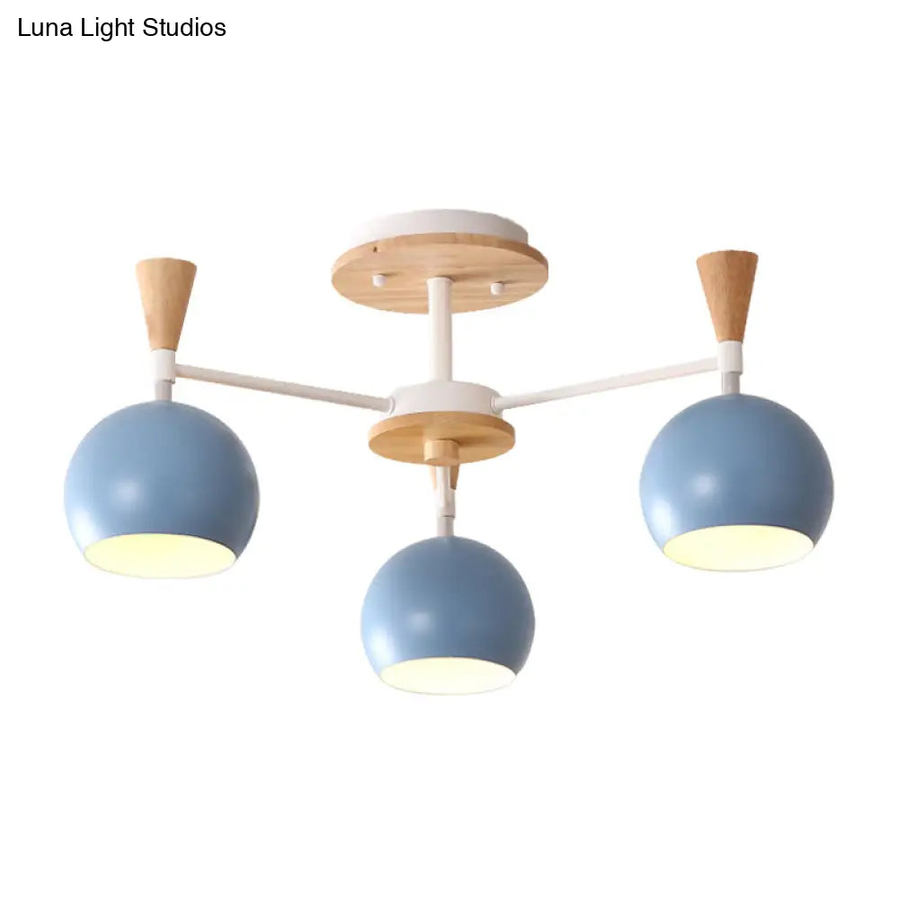 Macaron 3/6/8 - Light Acrylic Dome Ceiling Lamp - Pink/Yellow/Blue Semi Flush Pendant
