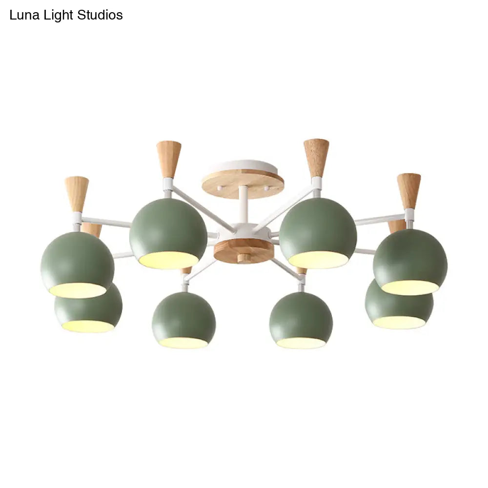 Macaron 3/6/8 - Light Acrylic Dome Ceiling Lamp - Pink/Yellow/Blue Semi Flush Pendant