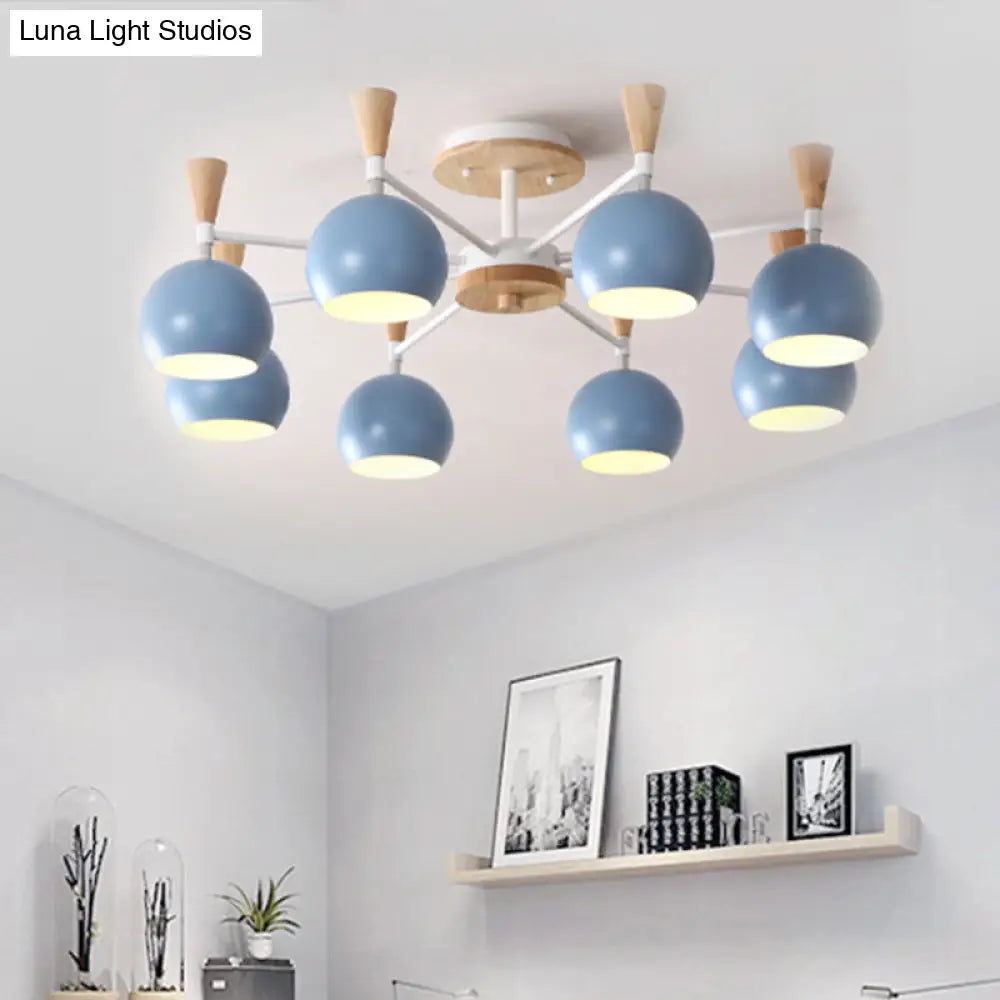 Macaron 3/6/8 - Light Acrylic Dome Ceiling Lamp - Pink/Yellow/Blue Semi Flush Pendant