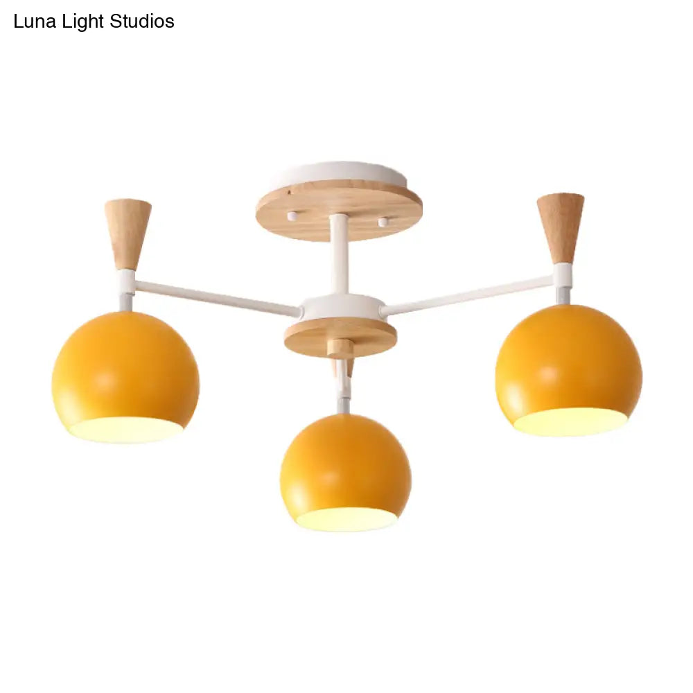 Macaron 3/6/8 - Light Acrylic Dome Ceiling Lamp - Pink/Yellow/Blue Semi Flush Pendant