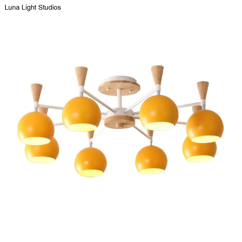 Macaron 3/6/8 - Light Acrylic Dome Ceiling Lamp - Pink/Yellow/Blue Semi Flush Pendant