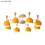 Macaron 3/6/8 - Light Acrylic Dome Ceiling Lamp - Pink/Yellow/Blue Semi Flush Pendant
