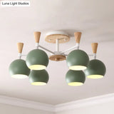 Macaron 3/6/8 - Light Acrylic Dome Ceiling Lamp - Pink/Yellow/Blue Semi Flush Pendant