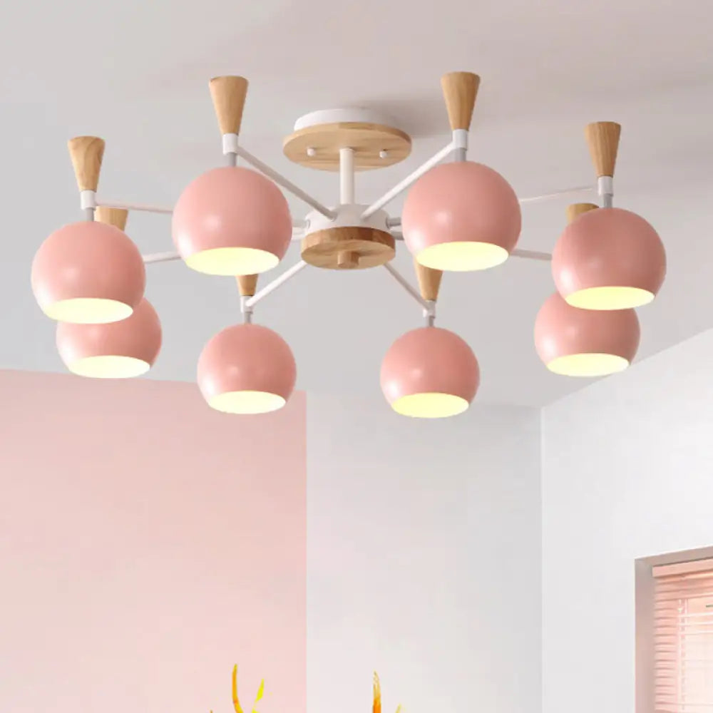 Macaron 3/6/8 - Light Acrylic Dome Ceiling Lamp - Pink/Yellow/Blue Semi Flush Pendant 8 / Pink