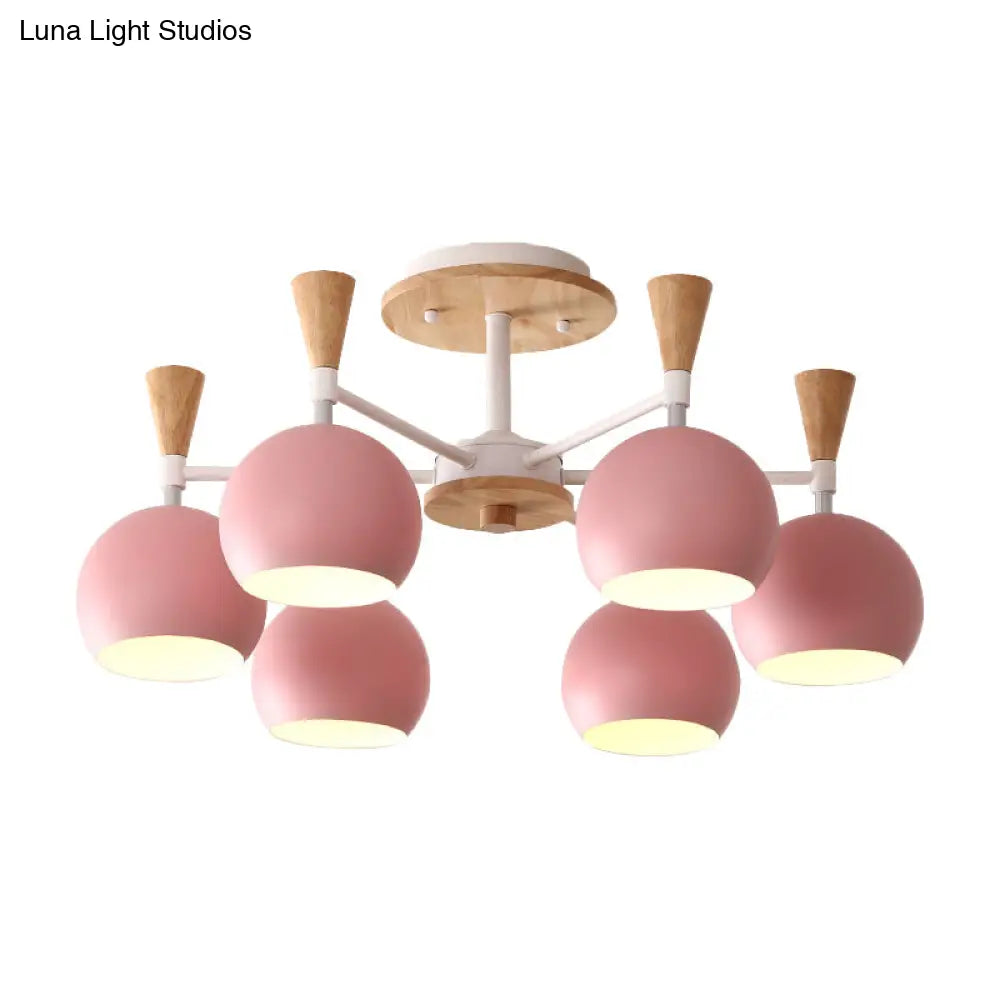 Macaron 3/6/8 - Light Acrylic Dome Ceiling Lamp - Pink/Yellow/Blue Semi Flush Pendant