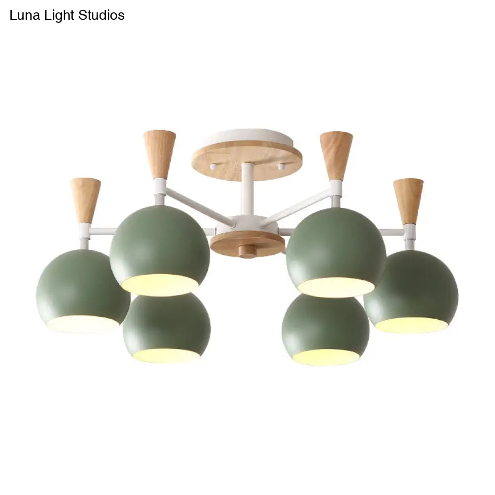 Macaron 3/6/8 - Light Acrylic Dome Ceiling Lamp - Pink/Yellow/Blue Semi Flush Pendant