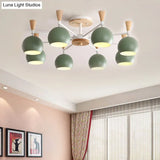 Macaron 3/6/8 - Light Acrylic Dome Ceiling Lamp - Pink/Yellow/Blue Semi Flush Pendant