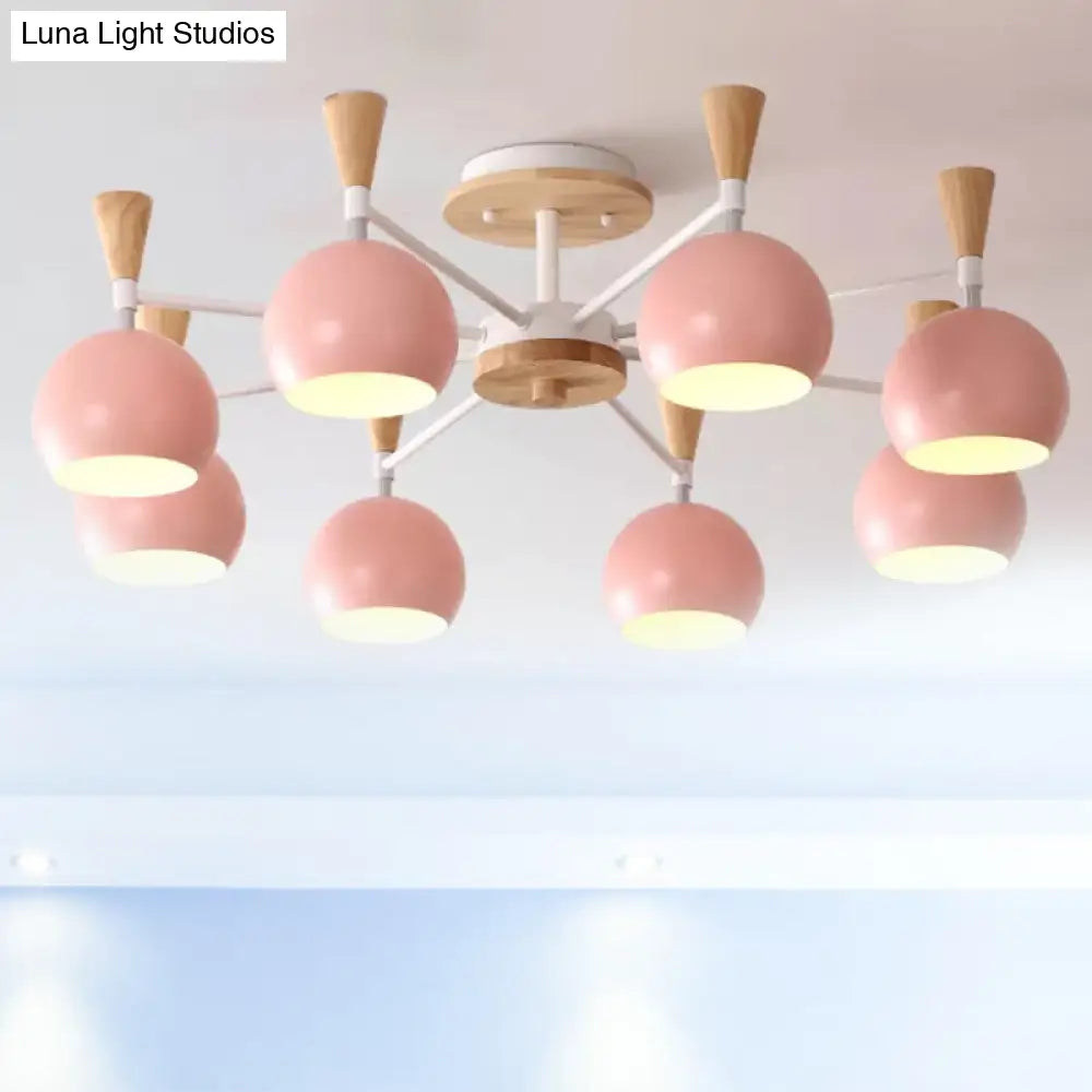 Macaron 3/6/8 - Light Acrylic Dome Ceiling Lamp - Pink/Yellow/Blue Semi Flush Pendant