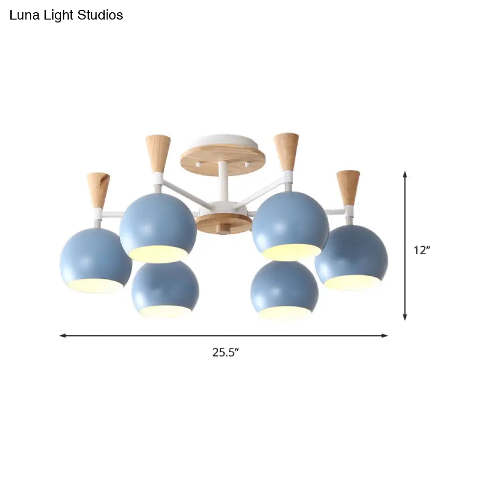 Macaron 3/6/8 - Light Acrylic Dome Ceiling Lamp - Pink/Yellow/Blue Semi Flush Pendant