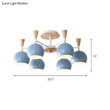 Macaron 3/6/8 - Light Acrylic Dome Ceiling Lamp - Pink/Yellow/Blue Semi Flush Pendant