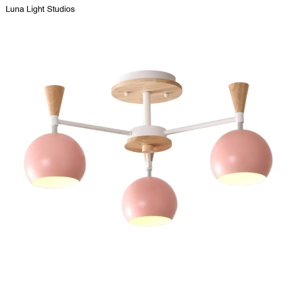Macaron 3/6/8 - Light Acrylic Dome Ceiling Lamp - Pink/Yellow/Blue Semi Flush Pendant
