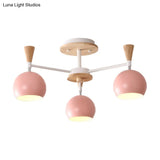 Macaron 3/6/8 - Light Acrylic Dome Ceiling Lamp - Pink/Yellow/Blue Semi Flush Pendant