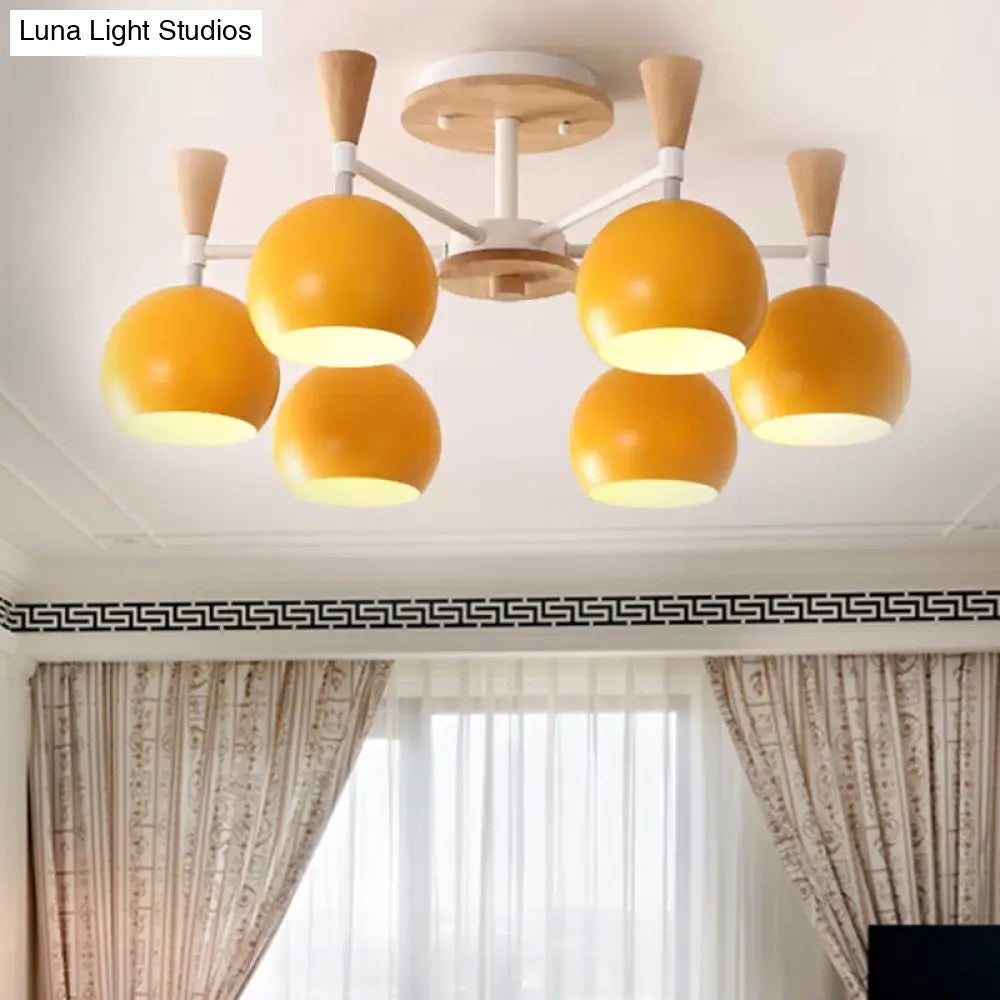 Macaron 3/6/8 - Light Acrylic Dome Ceiling Lamp - Pink/Yellow/Blue Semi Flush Pendant