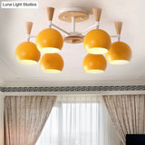 Macaron 3/6/8 - Light Acrylic Dome Ceiling Lamp - Pink/Yellow/Blue Semi Flush Pendant