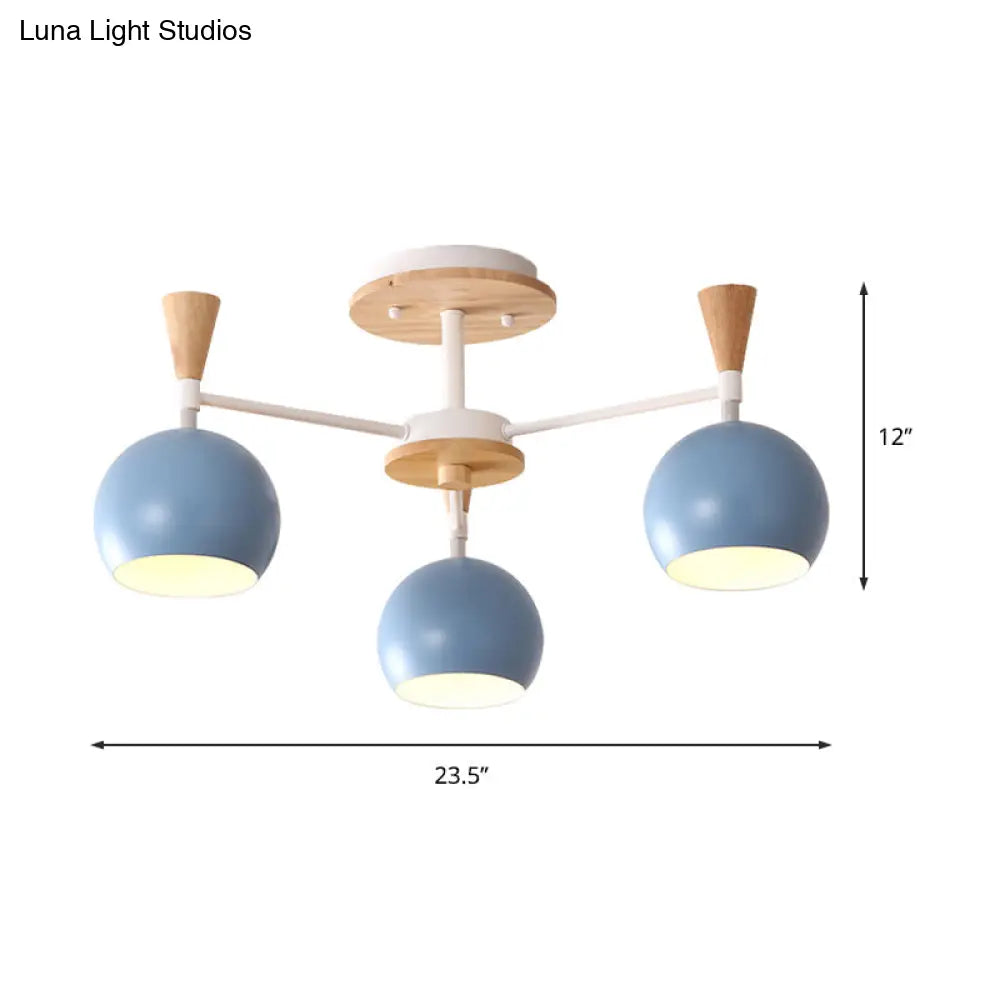 Macaron 3/6/8 - Light Acrylic Dome Ceiling Lamp - Pink/Yellow/Blue Semi Flush Pendant