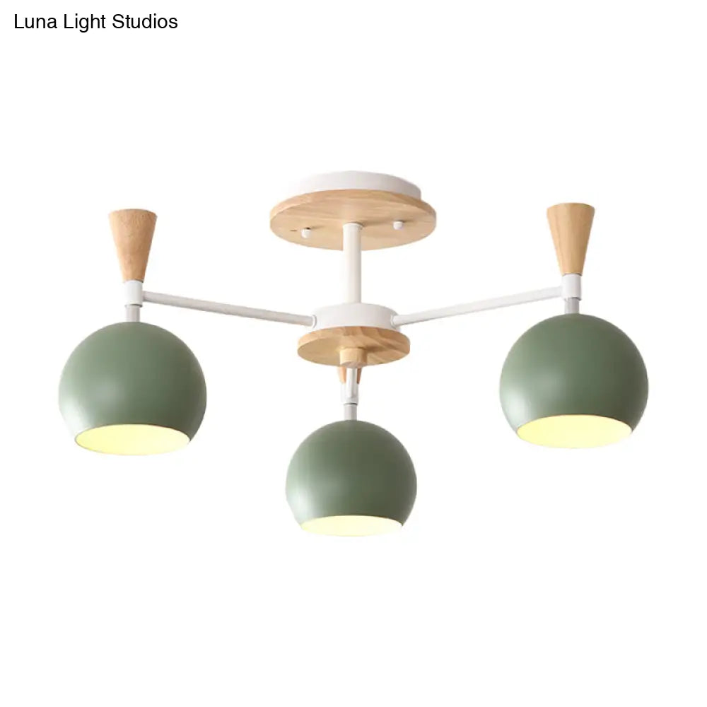Macaron 3/6/8 - Light Acrylic Dome Ceiling Lamp - Pink/Yellow/Blue Semi Flush Pendant
