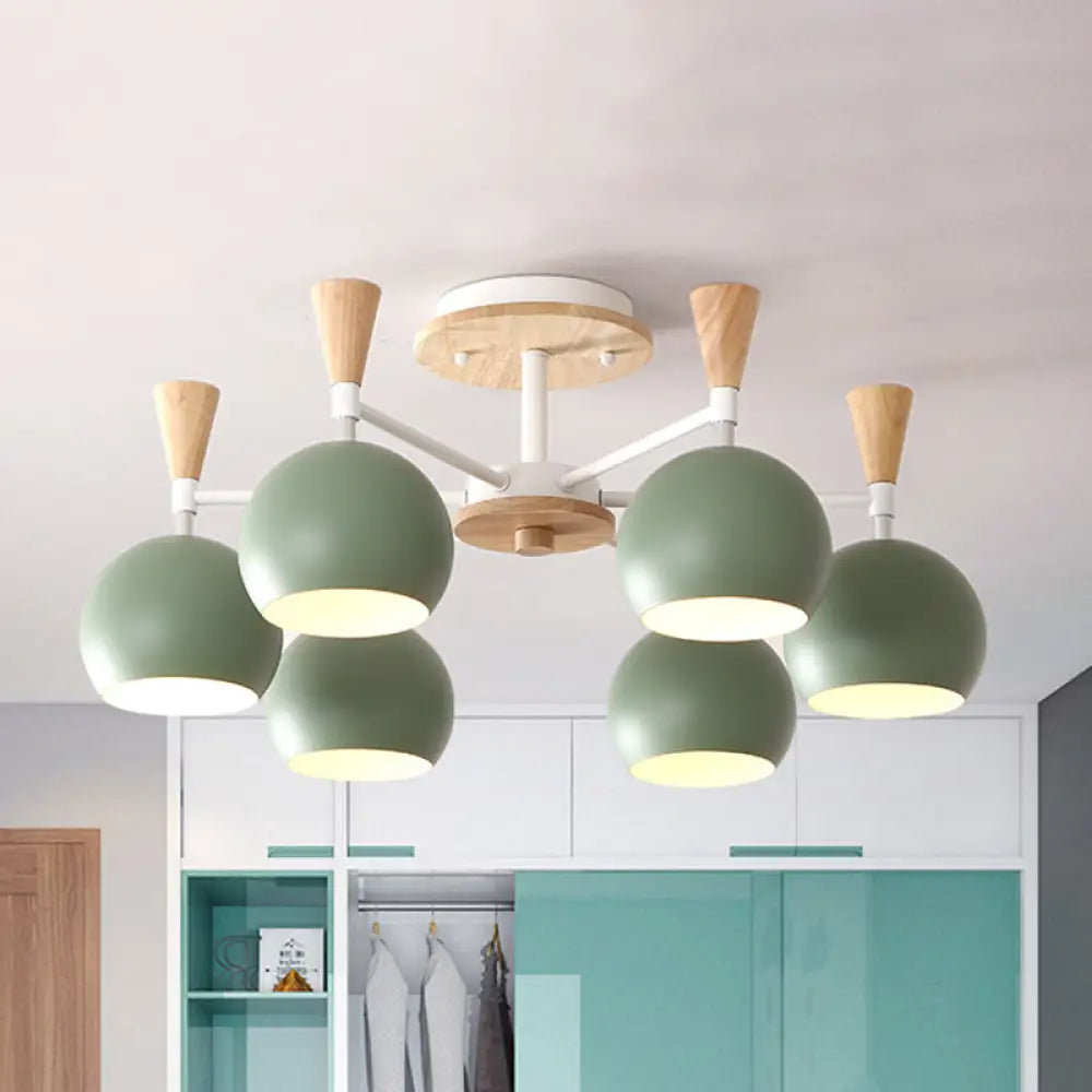 Macaron 3/6/8 - Light Acrylic Dome Ceiling Lamp - Pink/Yellow/Blue Semi Flush Pendant 6 / Green