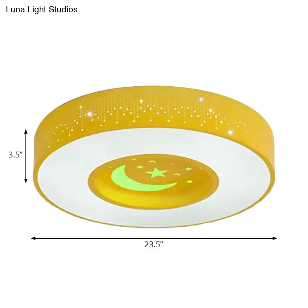 Macaron Acrylic Led Ceiling Lamp - Blue/Yellow/Green 16’/19.5’/23.5’ Round Flush Mount