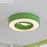 Macaron Acrylic Led Ceiling Lamp - Blue/Yellow/Green 16/19.5/23.5 Round Flush Mount Bedroom Lighting
