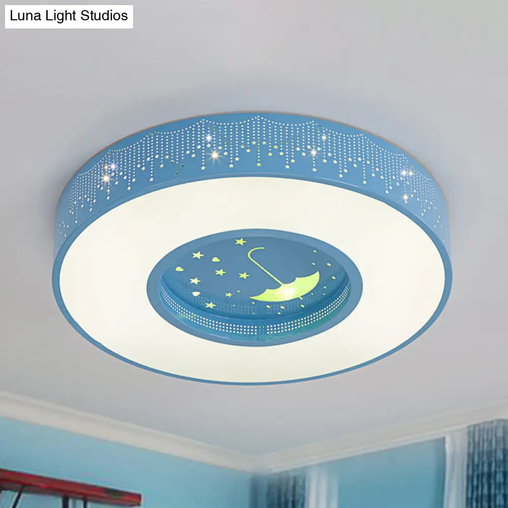 Macaron Acrylic Led Ceiling Lamp - Blue/Yellow/Green 16/19.5/23.5 Round Flush Mount Bedroom Lighting
