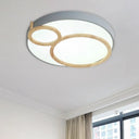Macaron Acrylic Led Flush Mount Light Fixture With Wood Accent - White/Green/Grey Grey
