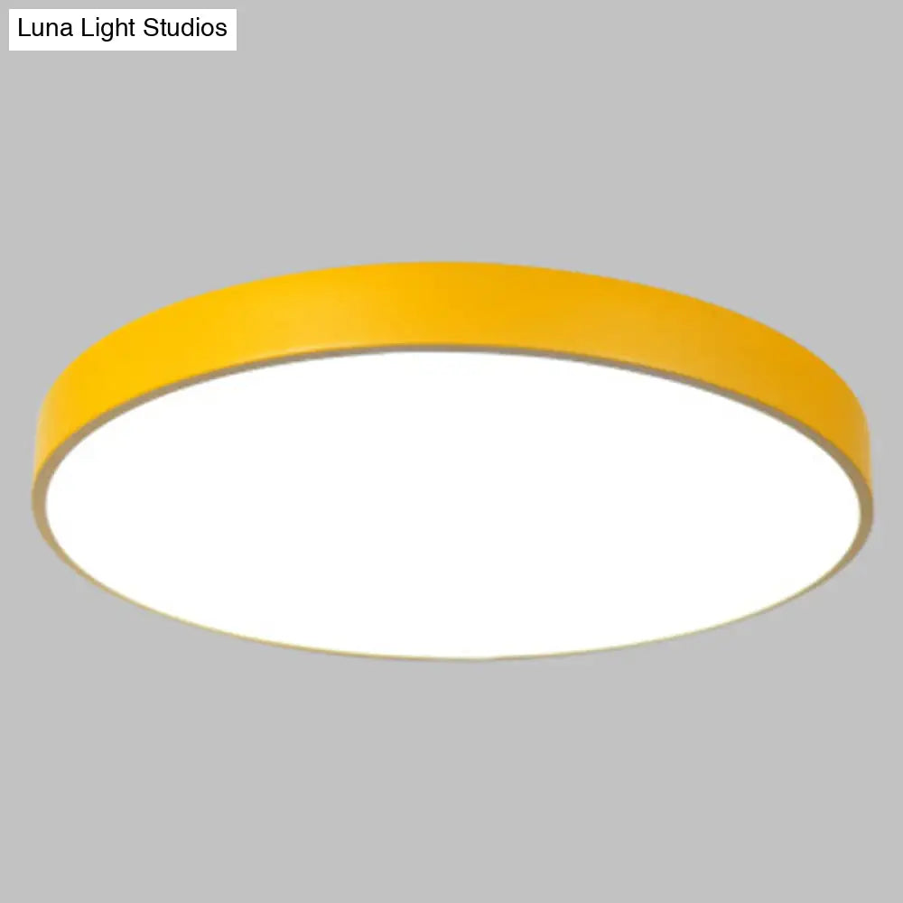 Macaron Acrylic Round Flushmount Ceiling Lights For Living Room Yellow / 12