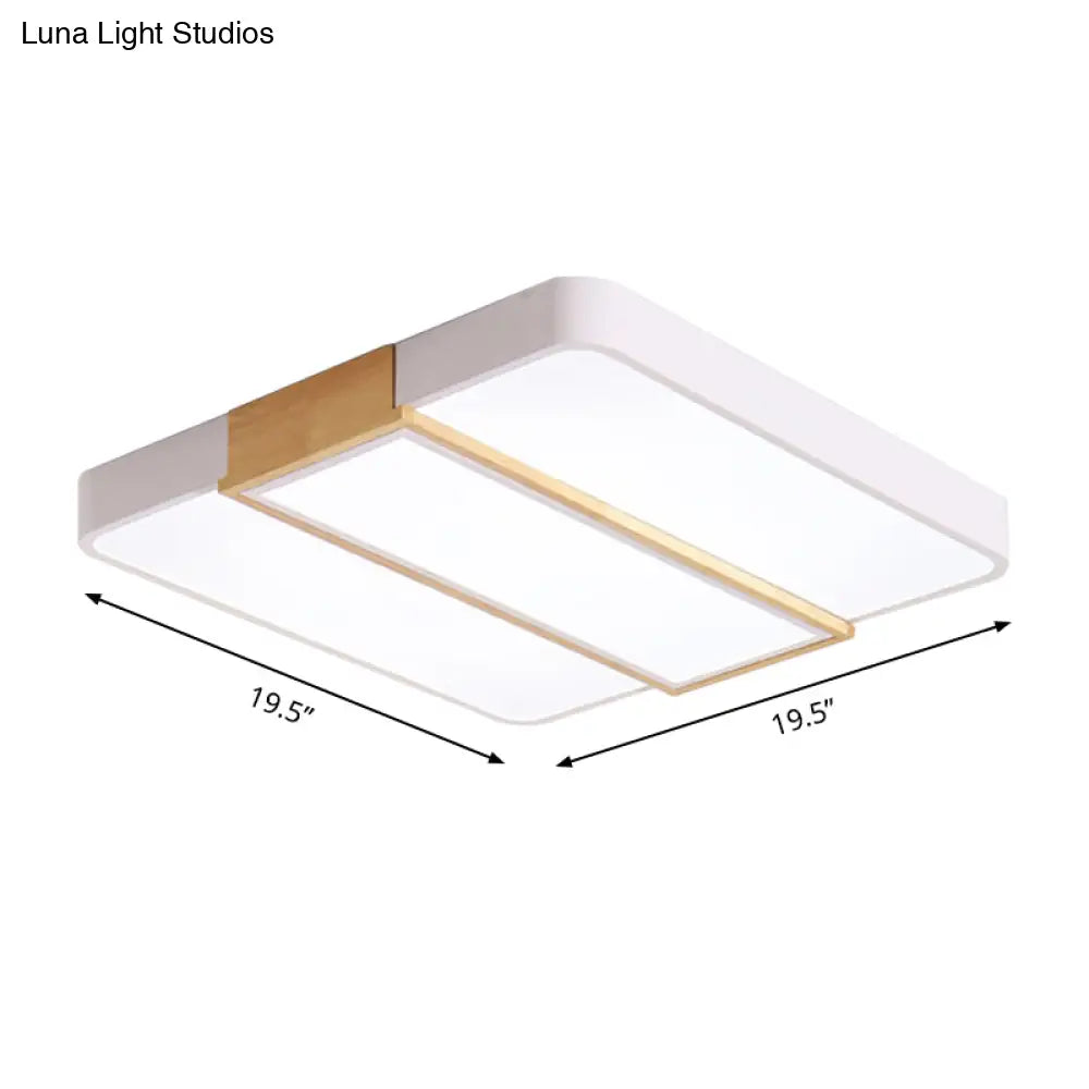 Macaron Acrylic Square Ceiling Mount Light: Candy Colored Led Lamp (16’/19.5’ Wide) In Green
