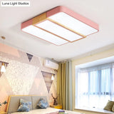 Macaron Acrylic Square Ceiling Mount Light: Candy Colored Led Lamp (16/19.5 Wide) In Green Grey Pink