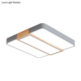 Macaron Acrylic Square Ceiling Mount Light: Candy Colored Led Lamp (16’/19.5’ Wide) In Green