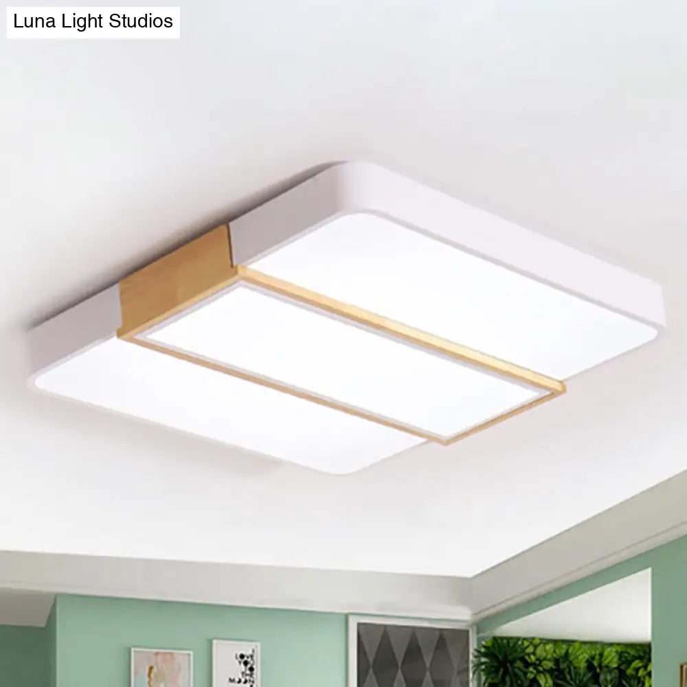 Macaron Acrylic Square Ceiling Mount Light: Candy Colored Led Lamp (16’/19.5’ Wide) In Green