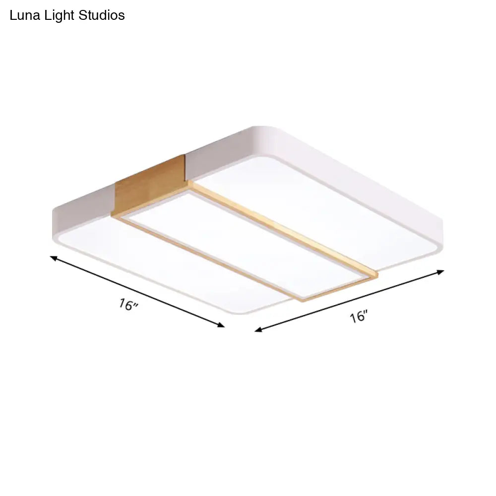Macaron Acrylic Square Ceiling Mount Light: Candy Colored Led Lamp (16’/19.5’ Wide) In Green