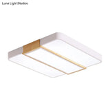 Macaron Acrylic Square Ceiling Mount Light: Candy Colored Led Lamp (16’/19.5’ Wide) In Green