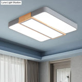Macaron Acrylic Square Ceiling Mount Light: Candy Colored Led Lamp (16/19.5 Wide) In Green Grey Pink