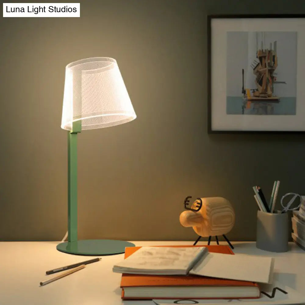 Macaron Acrylic Tapered Shade Table Lamp - Led Nightstand Lighting For Kids Bedroom