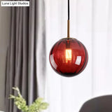Macaron Amber/Green/Red Glass Bubble Pendant Light - 1 Head Ceiling Lamp For Bedrooms