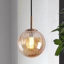 Macaron Amber/Green/Red Glass Bubble Pendant Light - 1 Head Ceiling Lamp For Bedrooms Amber