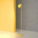 Macaron Cloche Floor Lamp With Adjustable Joint - Metal 1 Head Living Room Standing Light Yellow