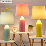 Macaron Colored Desk Light Pen - Modern Fabric Table Lamp For Restaurants