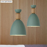 Macaron Dining Room Suspended Light Fixture With Metal And Wood Accents