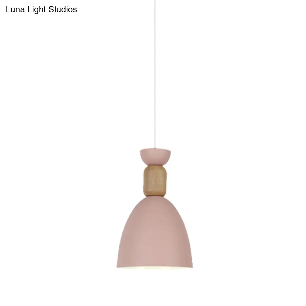 Macaron Dining Room Suspended Light Fixture With Metal And Wood Accents