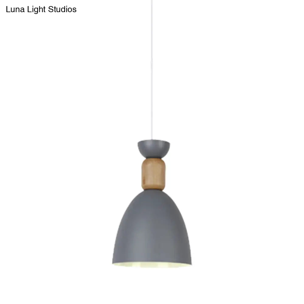 Macaron Dining Room Suspended Light Fixture With Metal And Wood Accents