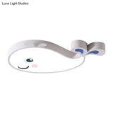 Macaron Dolphin Led Nursery Ceiling Light In Blue/Pink/White - Flush Mount Acrylic Fixture