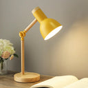 Macaron Dome Table Lamp: Metal Reading Light For Study Room With Rotatable Wood Arm -