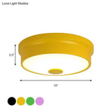 Macaron Drum Ceiling Flush Light In Metal With Led Ideal For Kids Room Available Various Colors