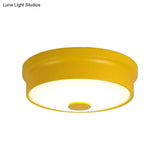 Macaron Drum Ceiling Flush Light In Metal With Led Ideal For Kids Room Available Various Colors